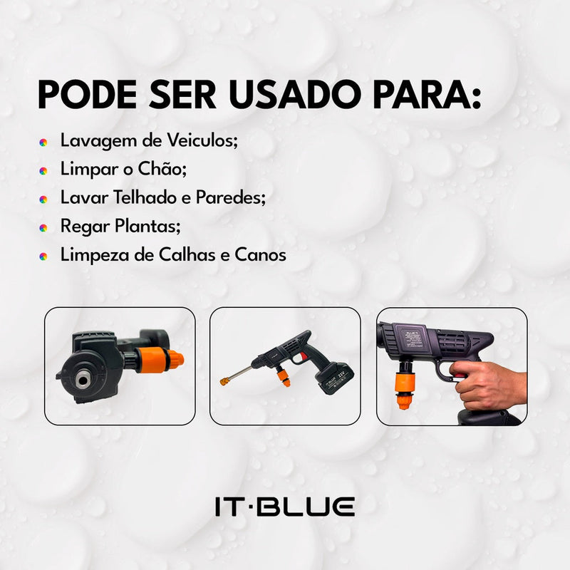 Pistola de Água Sem Fio - Limpador de Alta Pressão