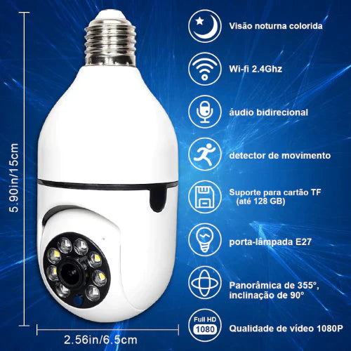 Câmera de Segurança Full HD Wi-Fi Inteligente 360°