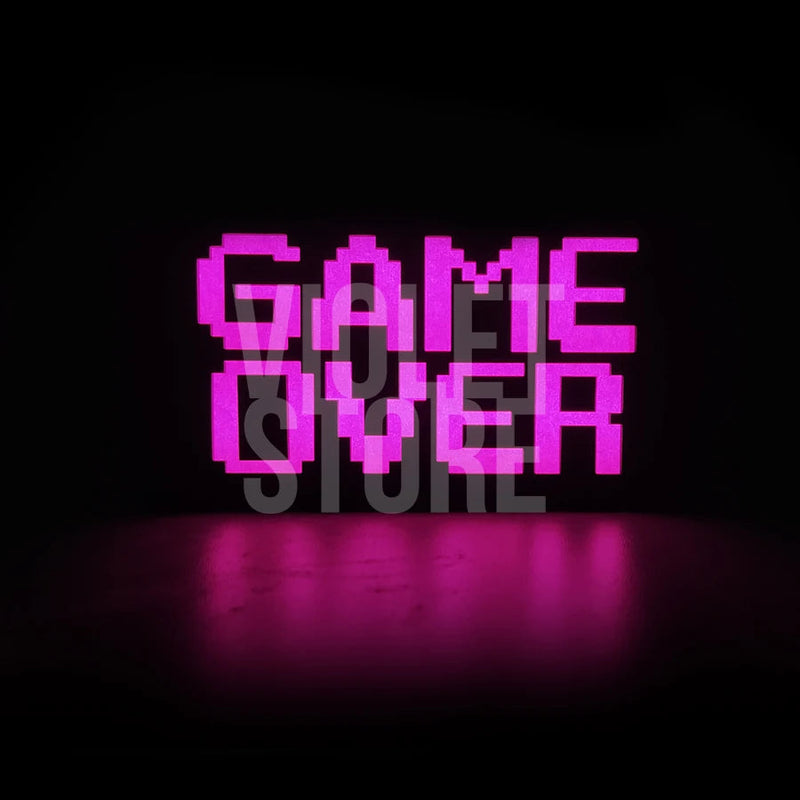 Luminária Geek Tema Game Over com LED para Setup Gamer